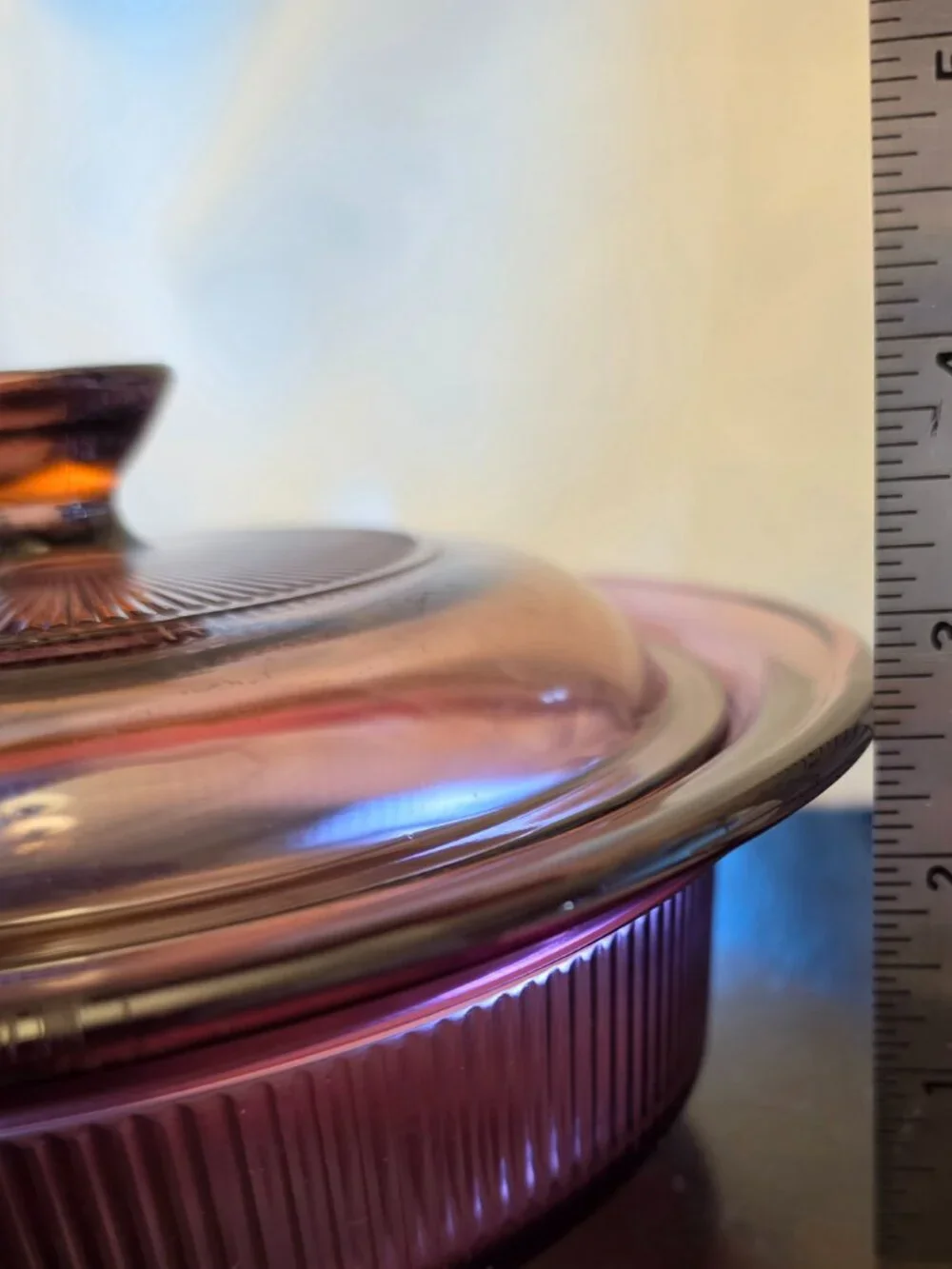 Corning Vision Ware Cranberry 750ml 24oz Ribbed Casserole Dish W/Lid